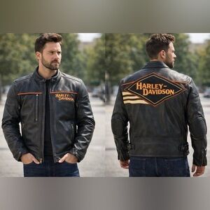 🏍️ Harley-Davidson Genuine Leather Riding Jacket – Size Large – Removable Liner